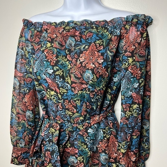 Sam Edelman Off the Shoulder Long Sleeve Floral Mini Dress - Picture 2 of 8